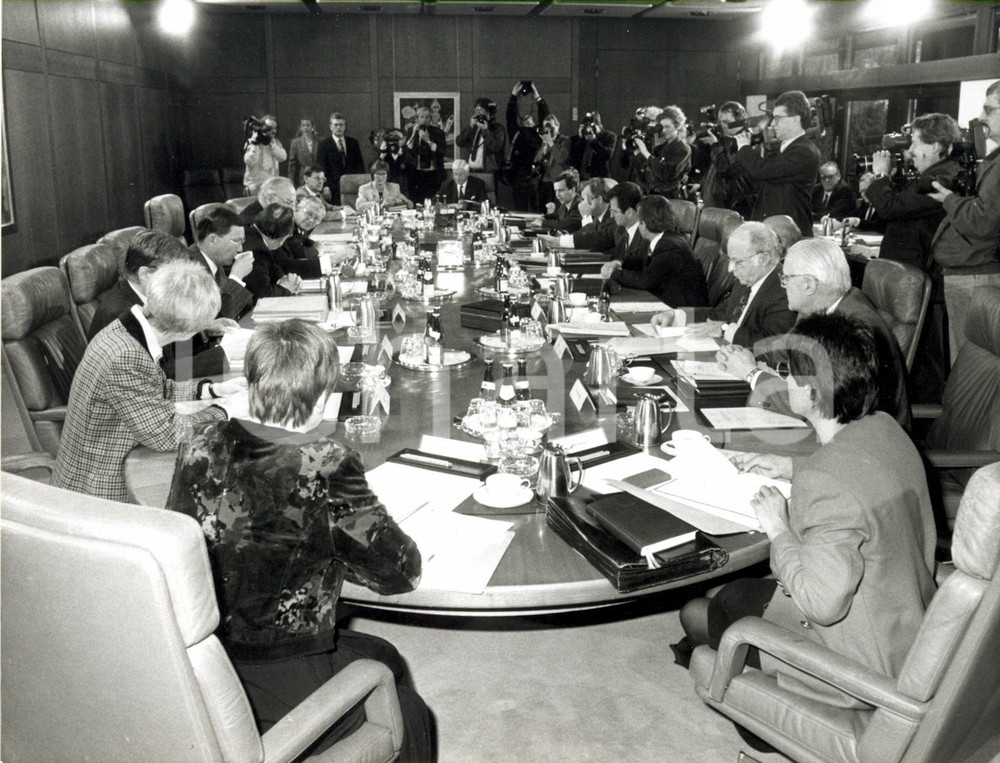 Fotografia d epoca originale 1991 BONN Prima riunione del nuovo Gabinetto di Helmut KOHL Fotografia 1