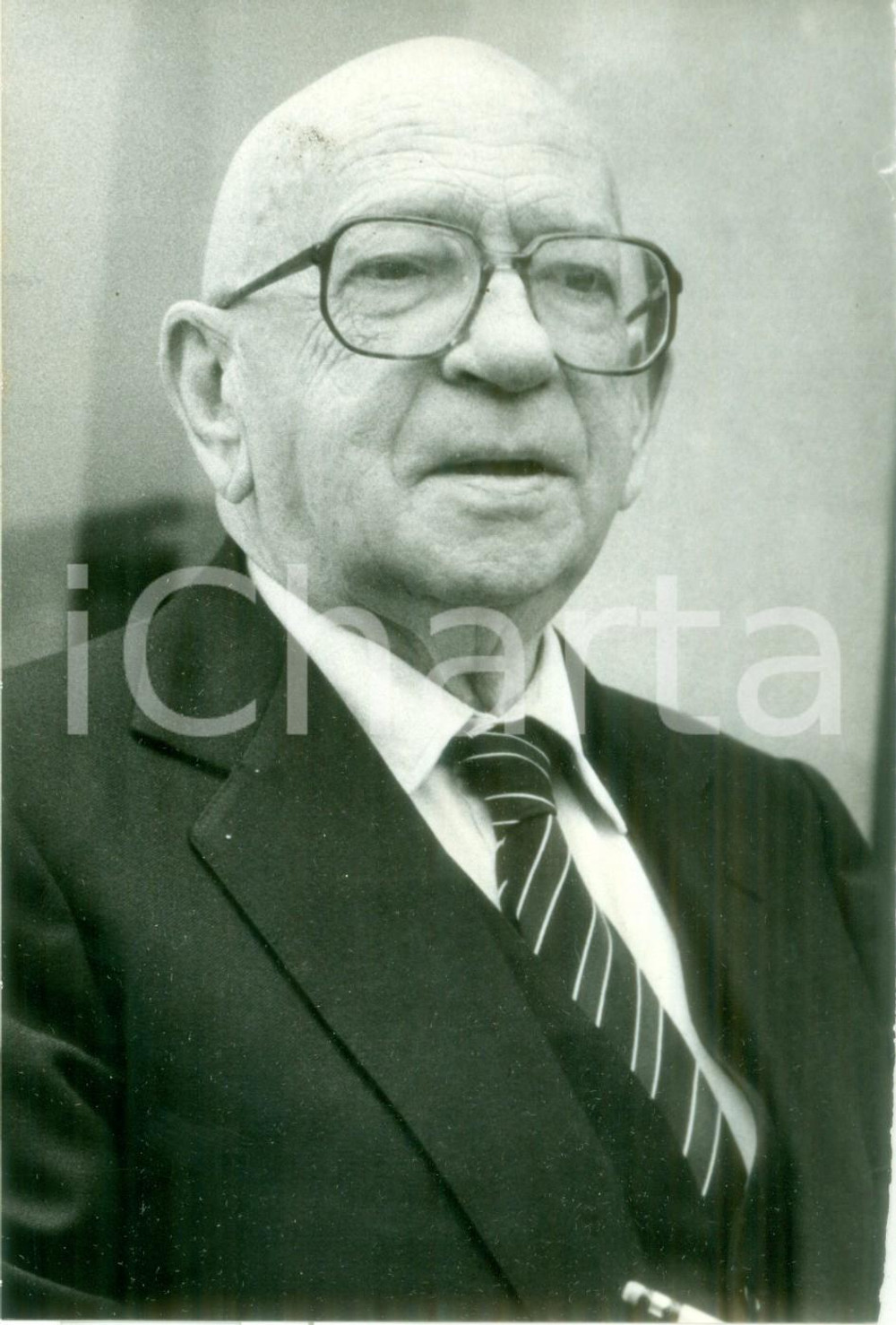 Fotografia d epoca originale 1987 PARIS Presidente Edgar FAURE a un incontro pubblico Fotografia 1