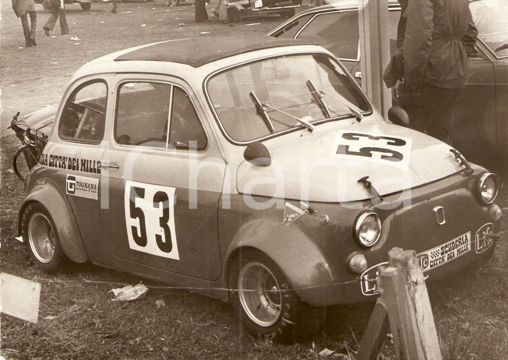Fotografia d epoca originale 1970 ca RALLY Fiat 500 Scuderia CITTA  DEI MILLE Fotografia DANNEGGIATA 1