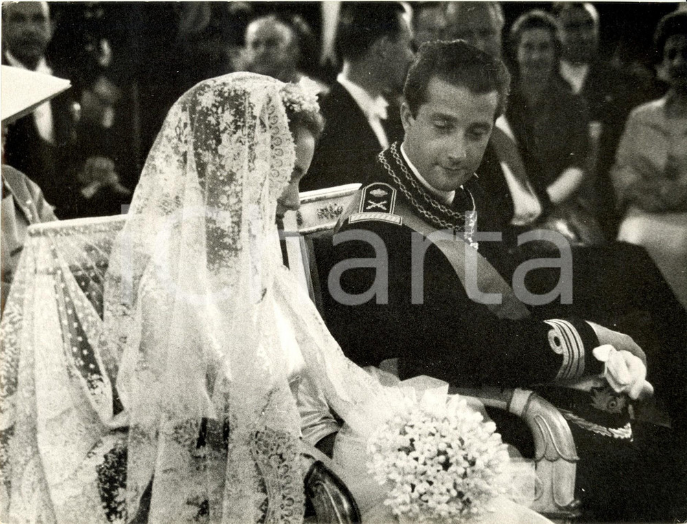 Fotografia d epoca originale 1959 BRUXELLES B Alberto e Paola del BELGIO durante celebrazione matrimonio 1