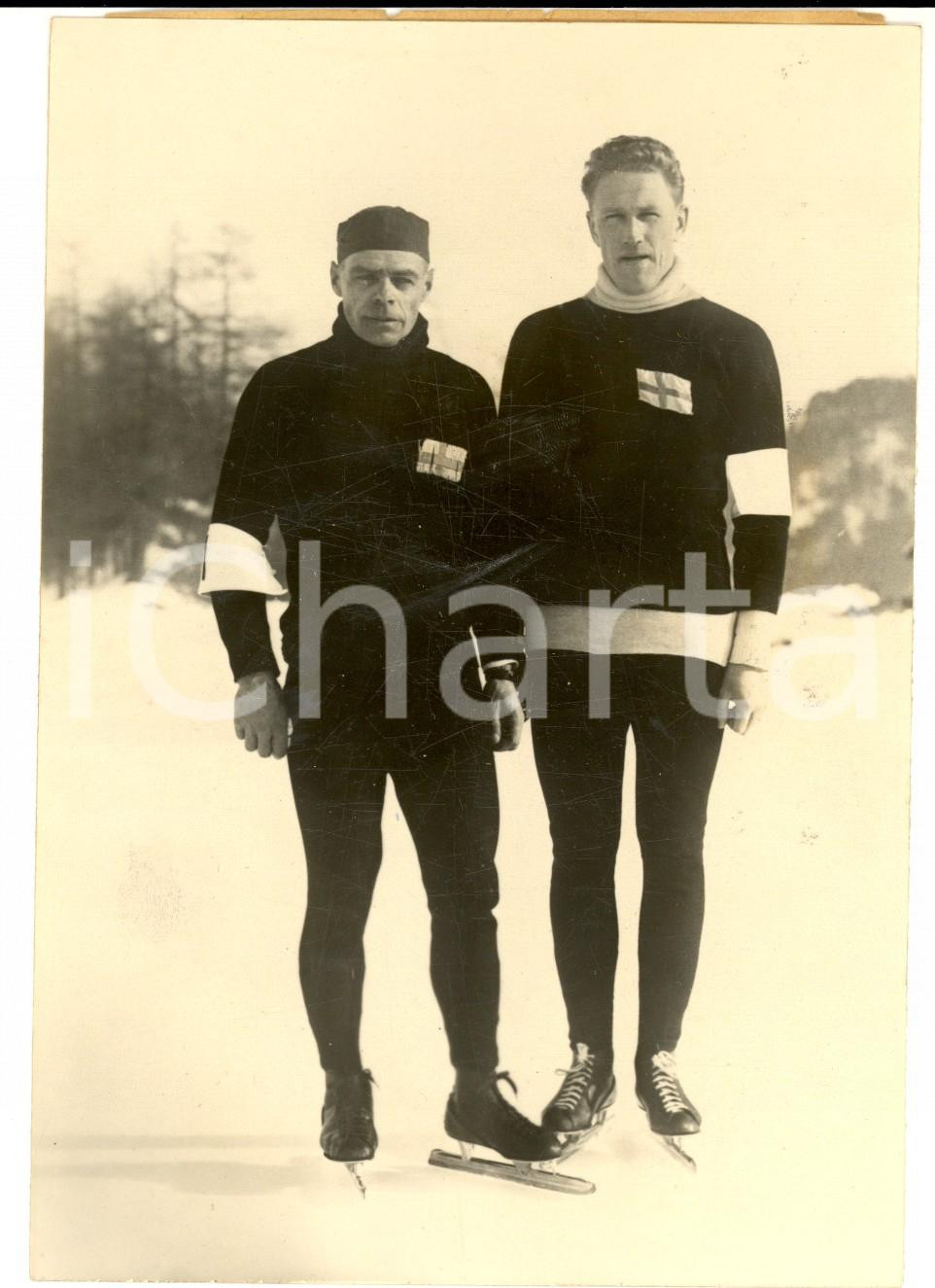 Fotografia d epoca originale 1931 ST MORITZ CH Mondiali SCI ALPINO  Clas THUNBERG  e Ossi BLOMQVIST Foto 1
