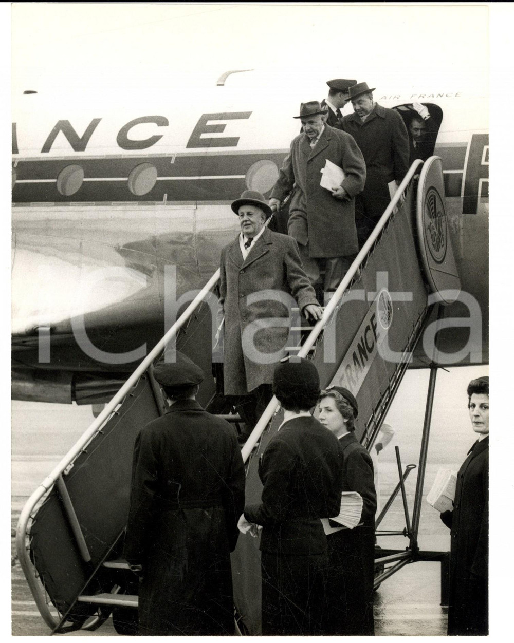 Fotografia d epoca originale 1959 PARIS Ex piloti del primo volo internazionale LABOUCHERE, GASTOU e ROBIN 1