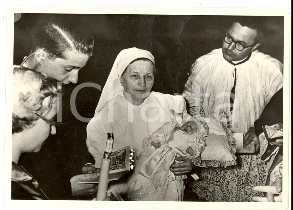 Fotografia d epoca originale 1955 LUXEMBOURG Bapteme princier du granduc Henri  Albert de BELGIQUE parrain 1