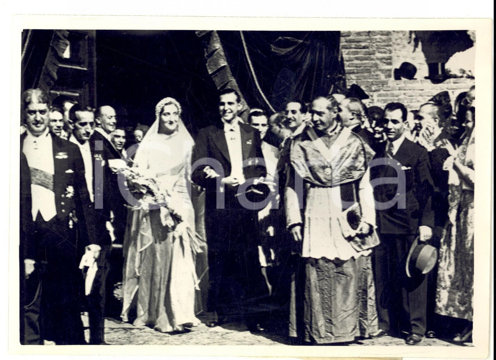 Fotografia d epoca originale 1935 ROMA Matrimonio Juan di BORBONESPAGNA e Maria BORBONEDUE SICILIE 1