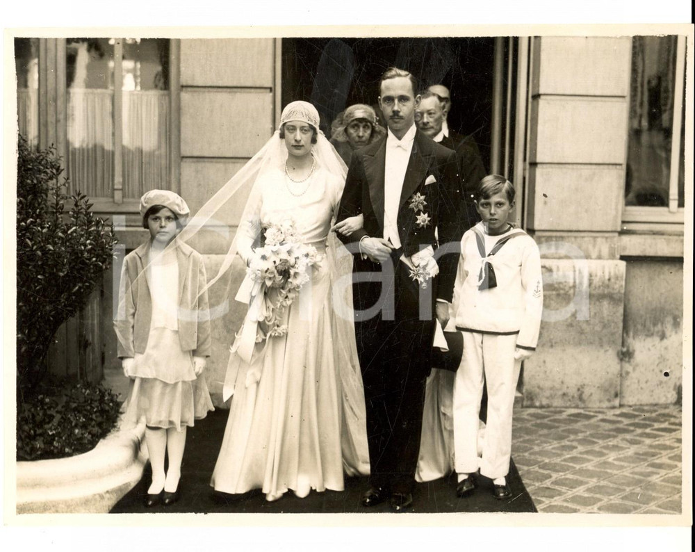 Fotografia d epoca originale 1921 COPENHAGEN Matrimonio Renato di BORBONEPARMA e Margareth di DANIMARCA 1