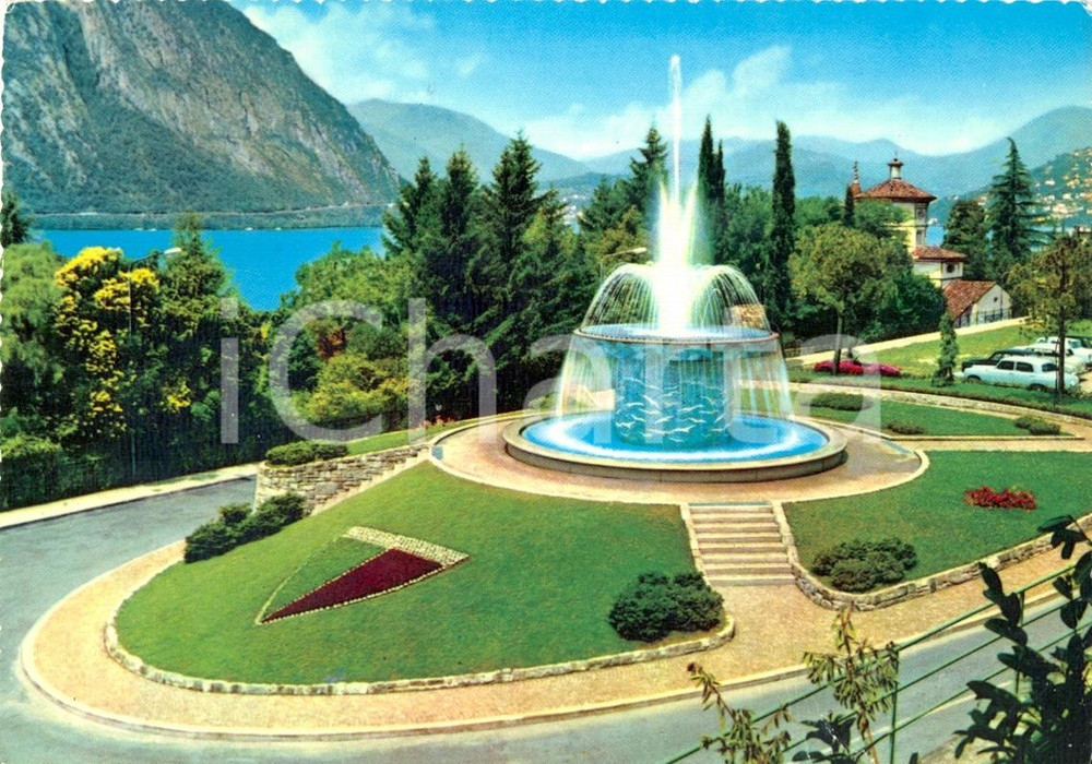 Cartolina originale da collezione 1964 CAMPIONE D ITALIA CO La fontana del paese Cartolina VINTAGE FG VG 1