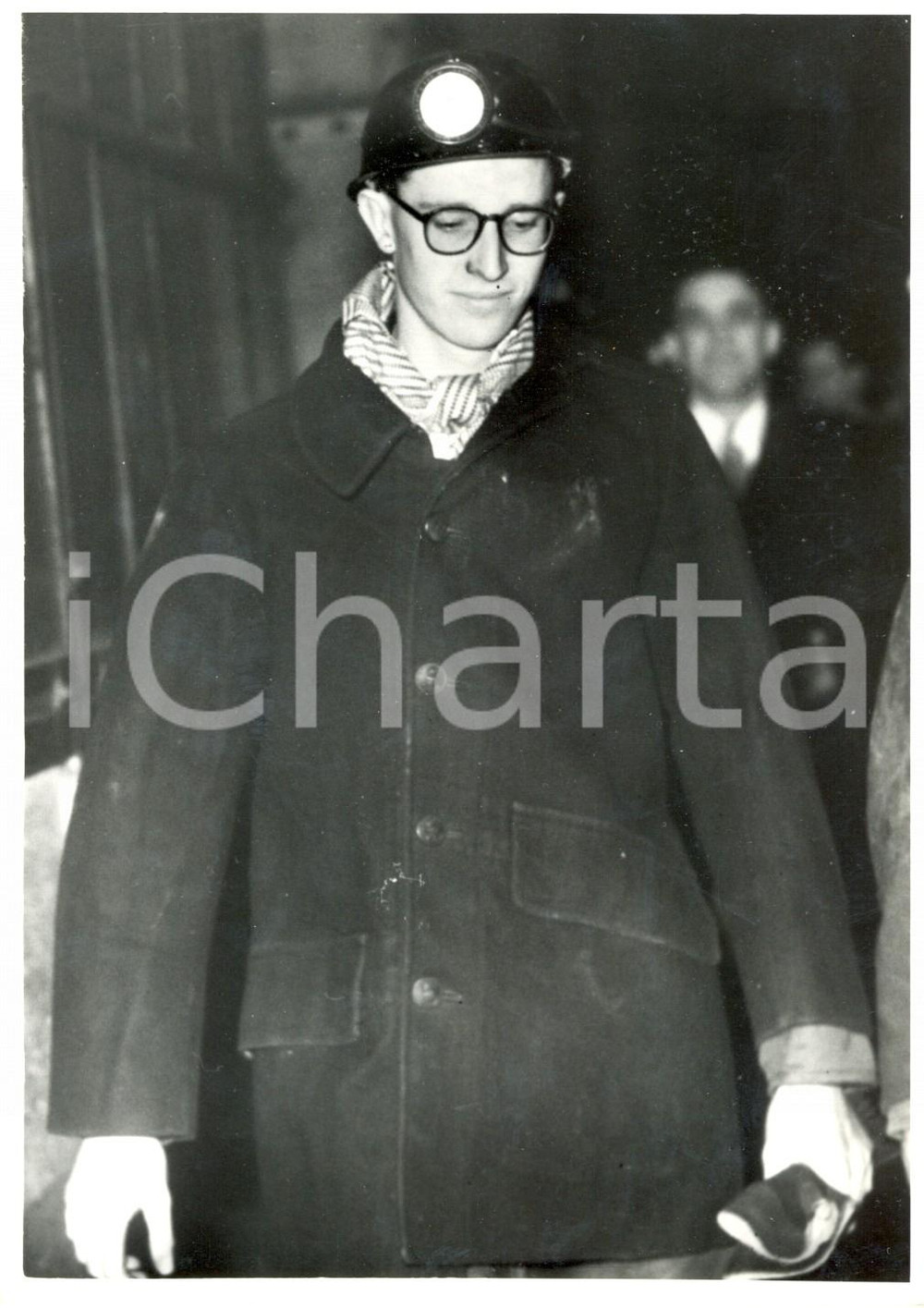 Fotografia d epoca originale 1960 ca GENK B Re BALDOVINO alla miniera di carbone WATERSCHEI Fotografia 1