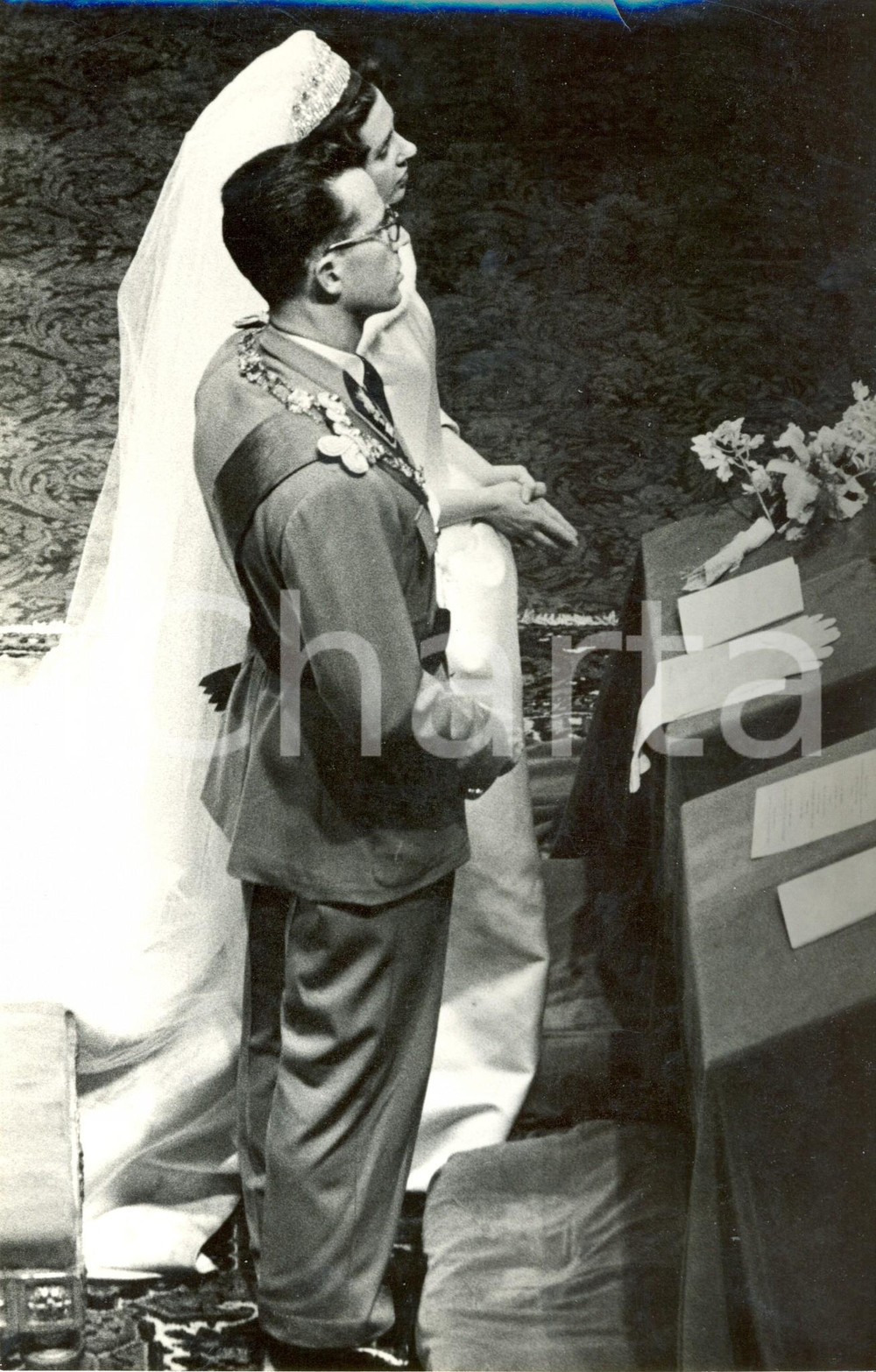 Fotografia d epoca originale 1960 BRUXELLES Re BALDOVINO e Fabiola del BELGIO  Cerimonia di nozze 1