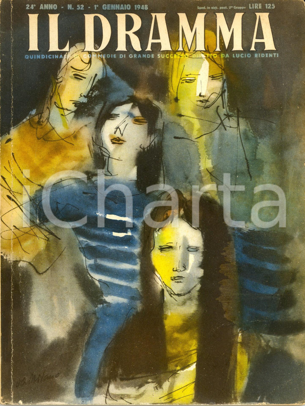 Giornale, rivista storica 1948 IL DRAMMA Marcel MOULOUDJI Quattro donne Ill. DAMILANO Anno XXIV nÂ° 52 1