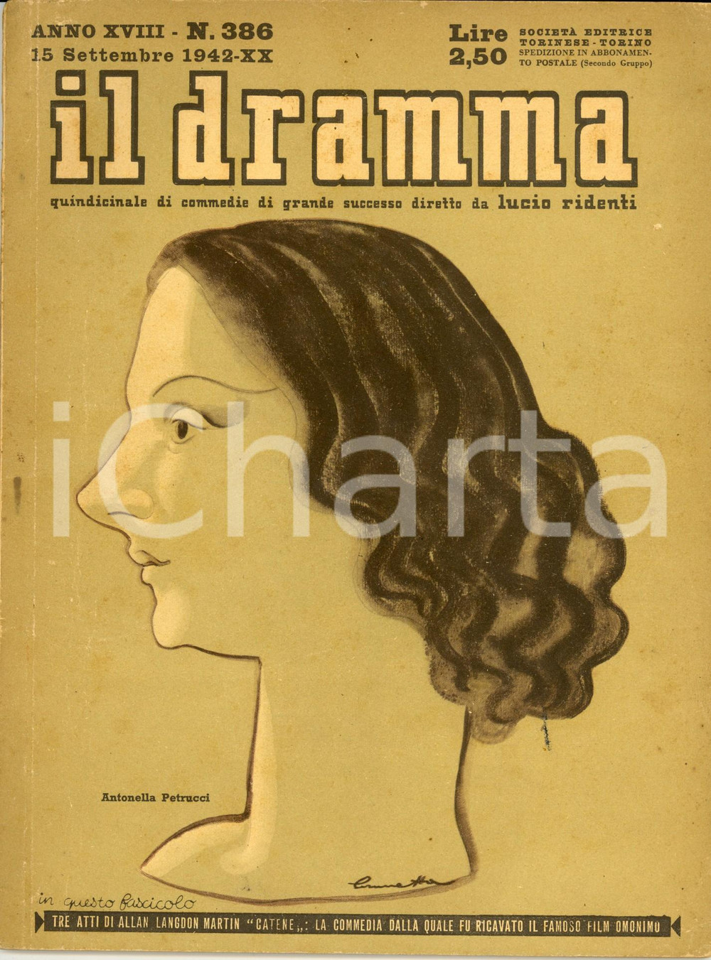 Giornale, rivista storica 1942 IL DRAMMA Allan LANGDON MARTIN Catene Ill. BRUNETTA Anno XVIII nÂ° 386 1