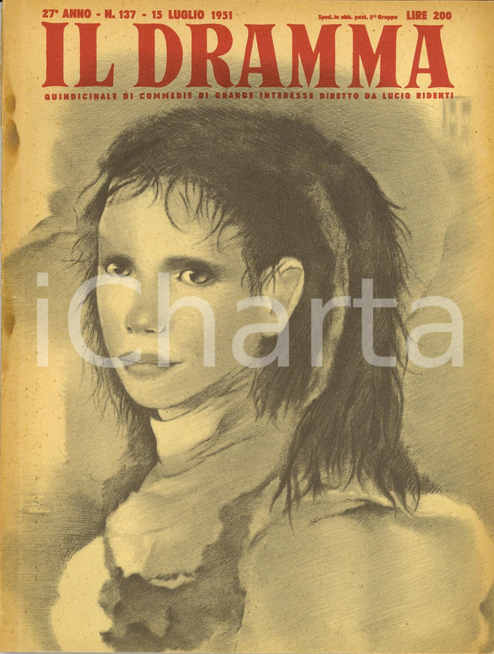 Giornale, rivista storica 1951 IL DRAMMA Jean GIRAUDOUX Giuditta Roberto ZERBONI Antonio Anno XXVII n°137 1