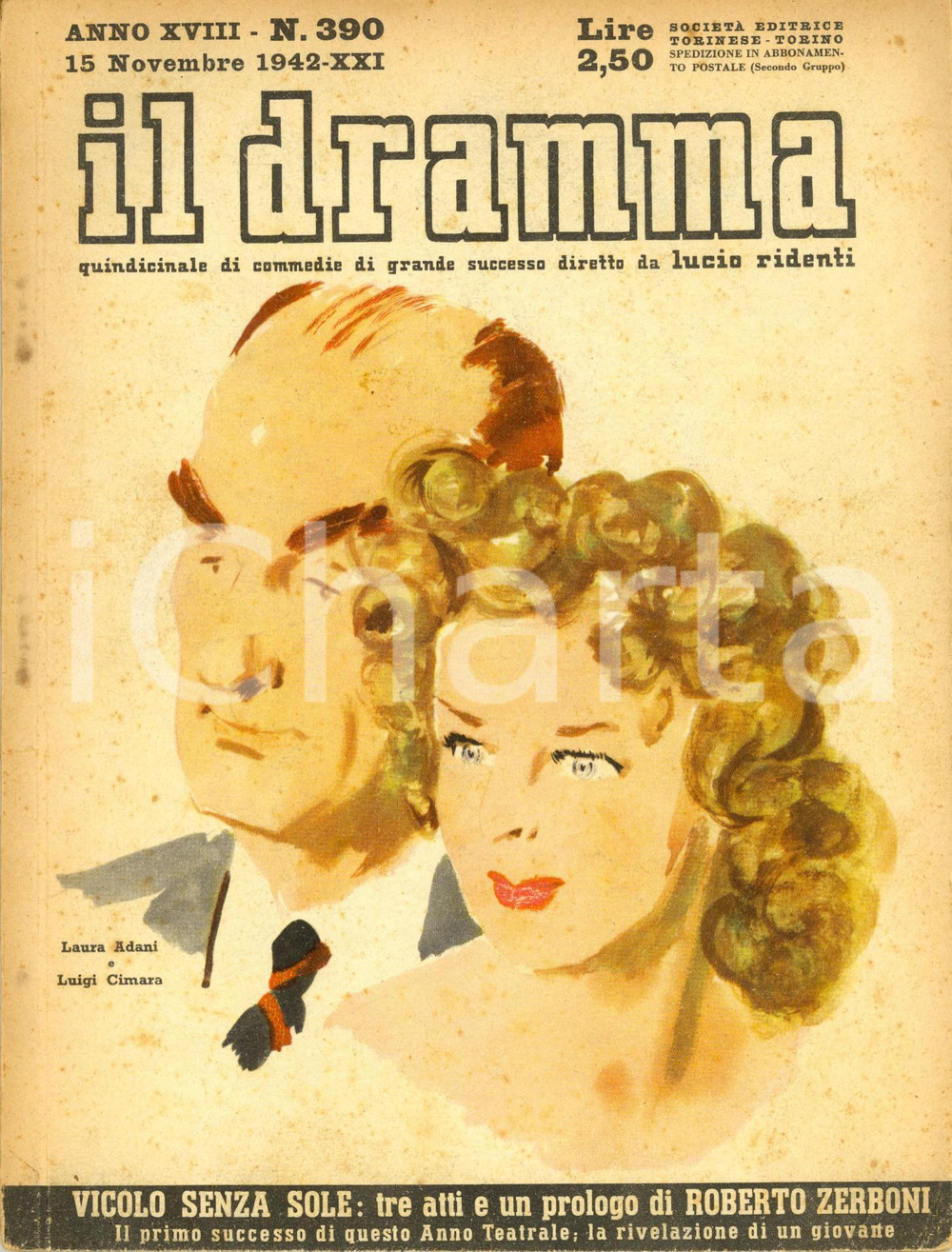 Giornale, rivista storica 1942 IL DRAMMA Roberto ZERBONI  Ion Martin SADOVEANU Rivista Anno XVIII n° 390 1
