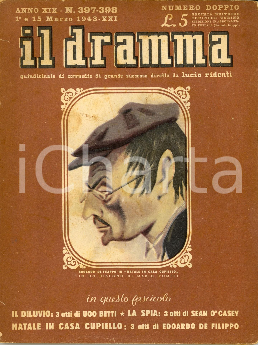 Giornale, rivista storica 1943 IL DRAMMA Ugo BETTI Sean O CASEY Eduardo DE FILIPPO Anno XIX nÂ°397398 1