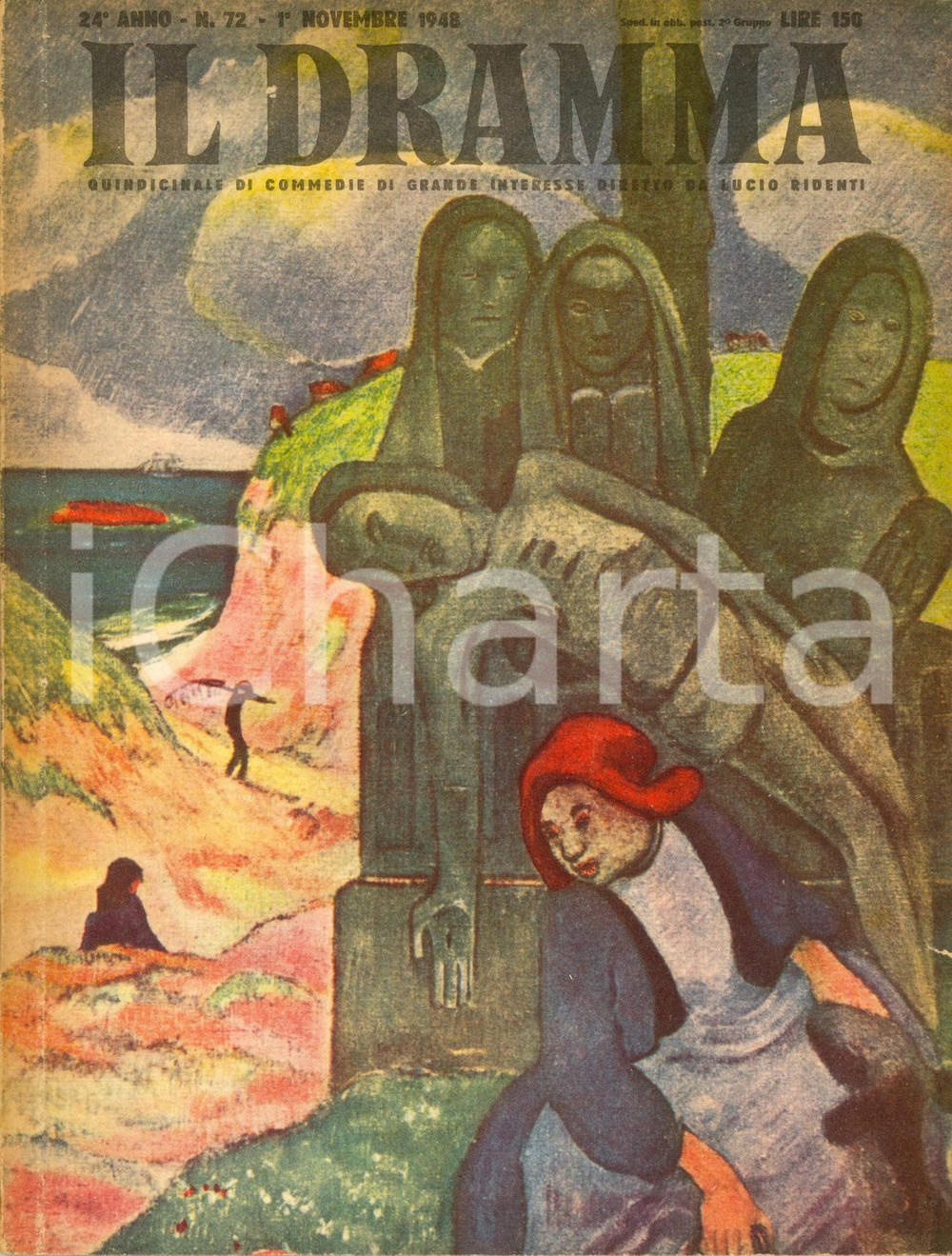 1948 IL DRAMMA Gian Paolo CALLEGARI Cristo ha ucciso Ill. GAUGUIN Anno XXIV nÂ°72 DATA: 1&deg; novembre 1948LUOGO: TORINOTITOLO: IL DRAMMA - QUINDICINALE DI COMMEDIE DI GRANDE INTERESSE DIRETTO DA LUCIO RIDENTI Anno XXIV n. 72  DESCRIZIONE: Rivista teatrale d'epoca. All'interno, il copione di "Cristo ha ucciso", dramma in tre atti di Gian Paolo Callegari.Copertina di Paul Gauguin.  EDITORE: S.E.T. - Torino  PAGINE: 60  FORMATO: cm 18 x 24  CONDIZIONI: buone (ma lievi strappi al dorso; lievi macchie alle brossure).  Rivista d'epoca, originale, autentica.     originale e autentica 1