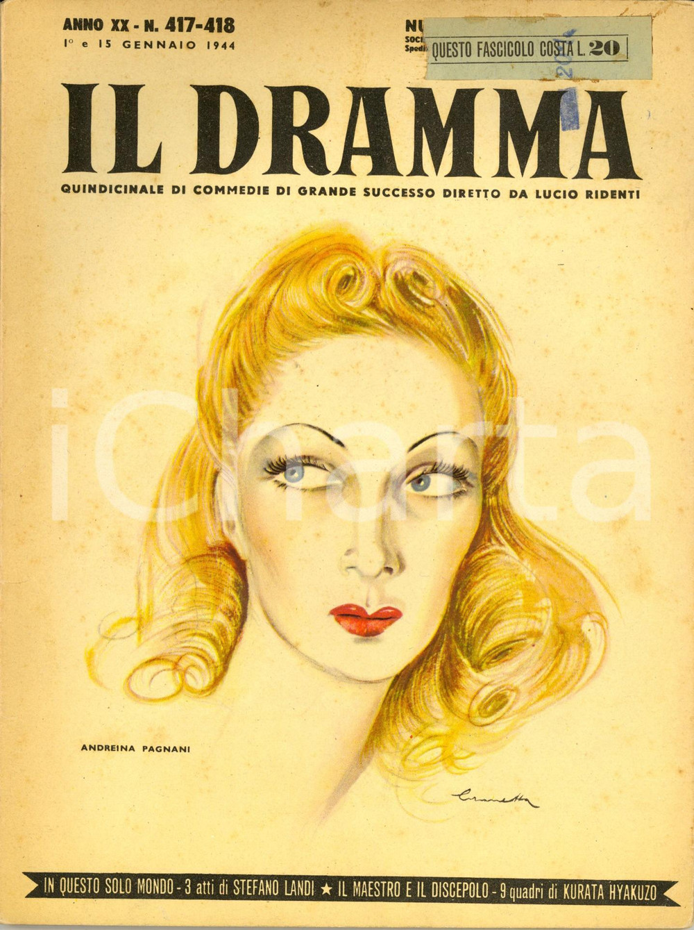 Giornale, rivista storica 1944 IL DRAMMA Kurata HYAKUZO Il maestro e il discepolo Anno XX n° 417418 1