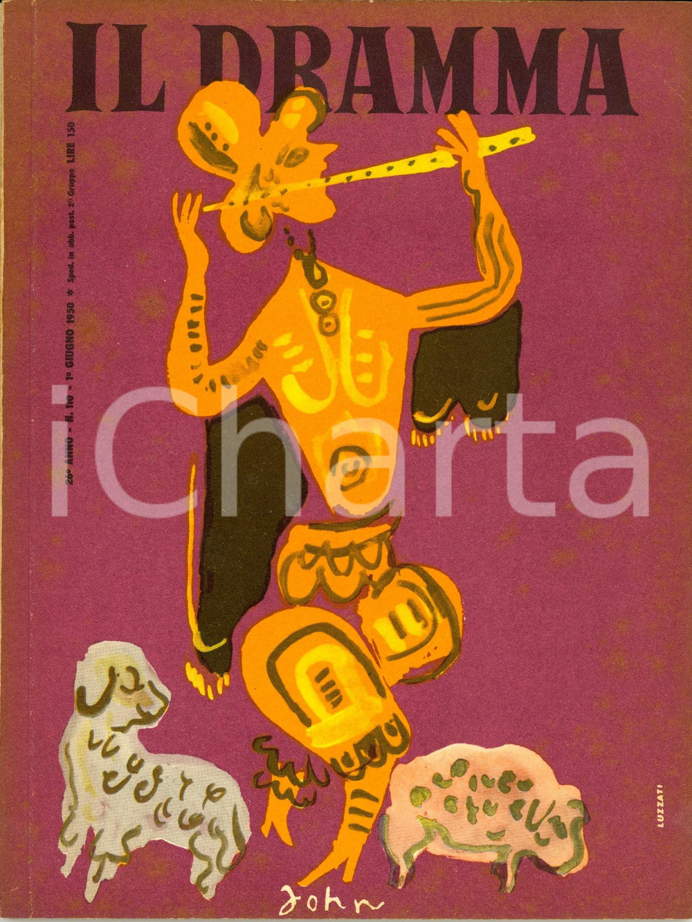 1950 IL DRAMMA Howard RICHARDSON William BERNEY Eclisse di luna *Anno XXVI nÂ°110 DATA: 1&deg; giugno 1950LUOGO: TORINOTITOLO: IL DRAMMA - QUINDICINALE DI COMMEDIE DI GRANDE INTERESSE DIRETTO DA LUCIO RIDENTI Anno XXVI n. 110  DESCRIZIONE: Rivista teatrale d'epoca. All'interno, il copione di "Eclisse di luna", commedia di Howard Richardson e William Berney.Copertina di Emanuele Luzzati.  EDITORE: S.E.T. - Torino  PAGINE: 60  FORMATO: cm 18 x 24  CONDIZIONI: mediocri (piega all'angolo superiore destro; macchie alle brossure e alle pagine).  Rivista d'epoca, originale, autentica.     originale e autentica 1