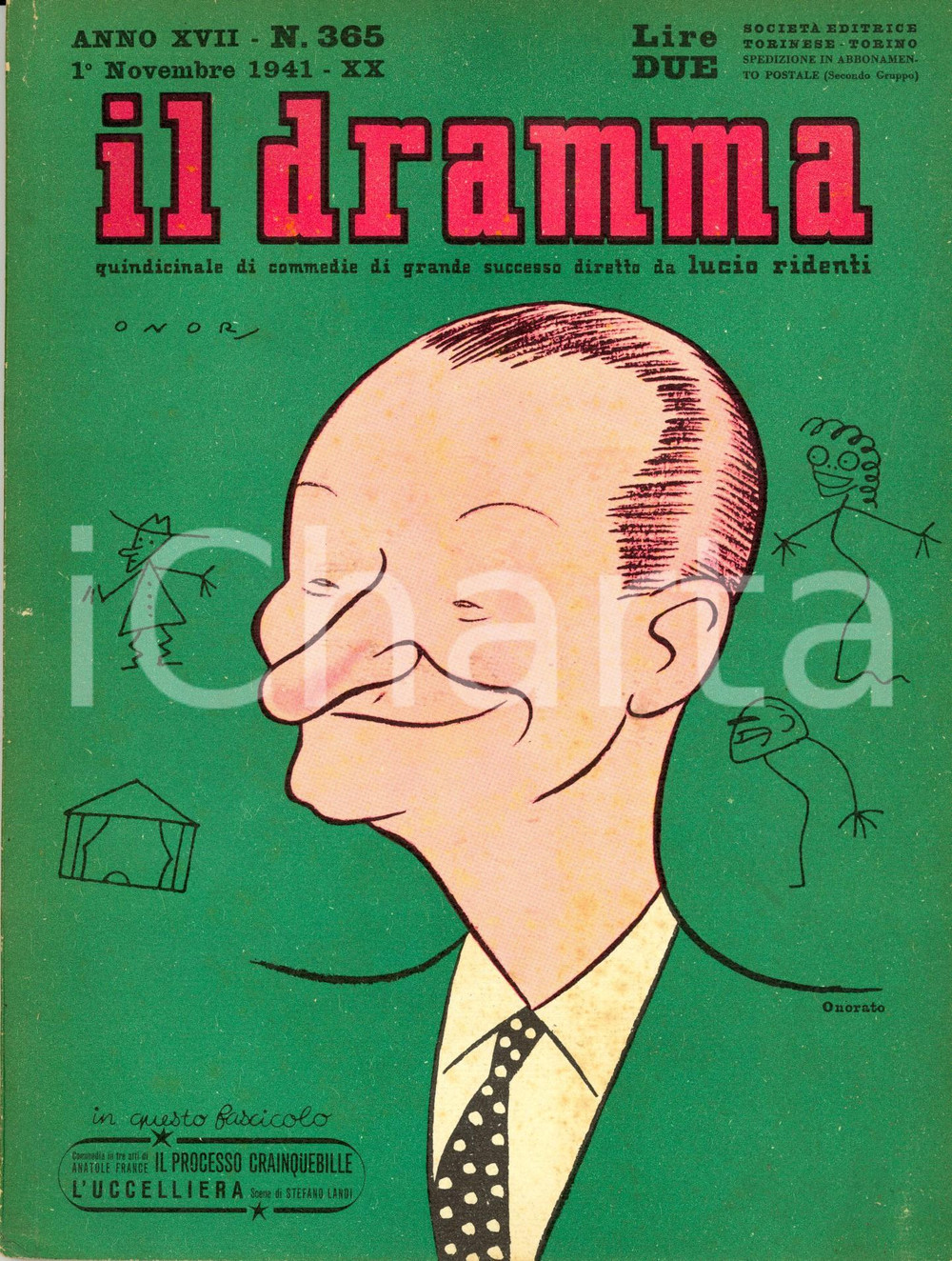 Giornale, rivista storica 1941 IL DRAMMA Anatole FRANCE  Stefano LANDI Ill. ONORATO Anno XVII nÂ° 365 1