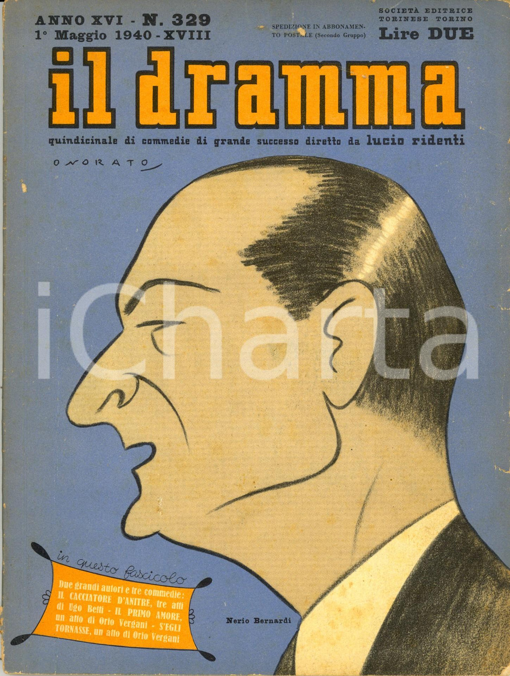 Giornale, rivista storica 1940 IL DRAMMA Ugo BETTI  Orio VERGANI Ill. ONORATO Rivista Anno XVI nÂ° 329 1