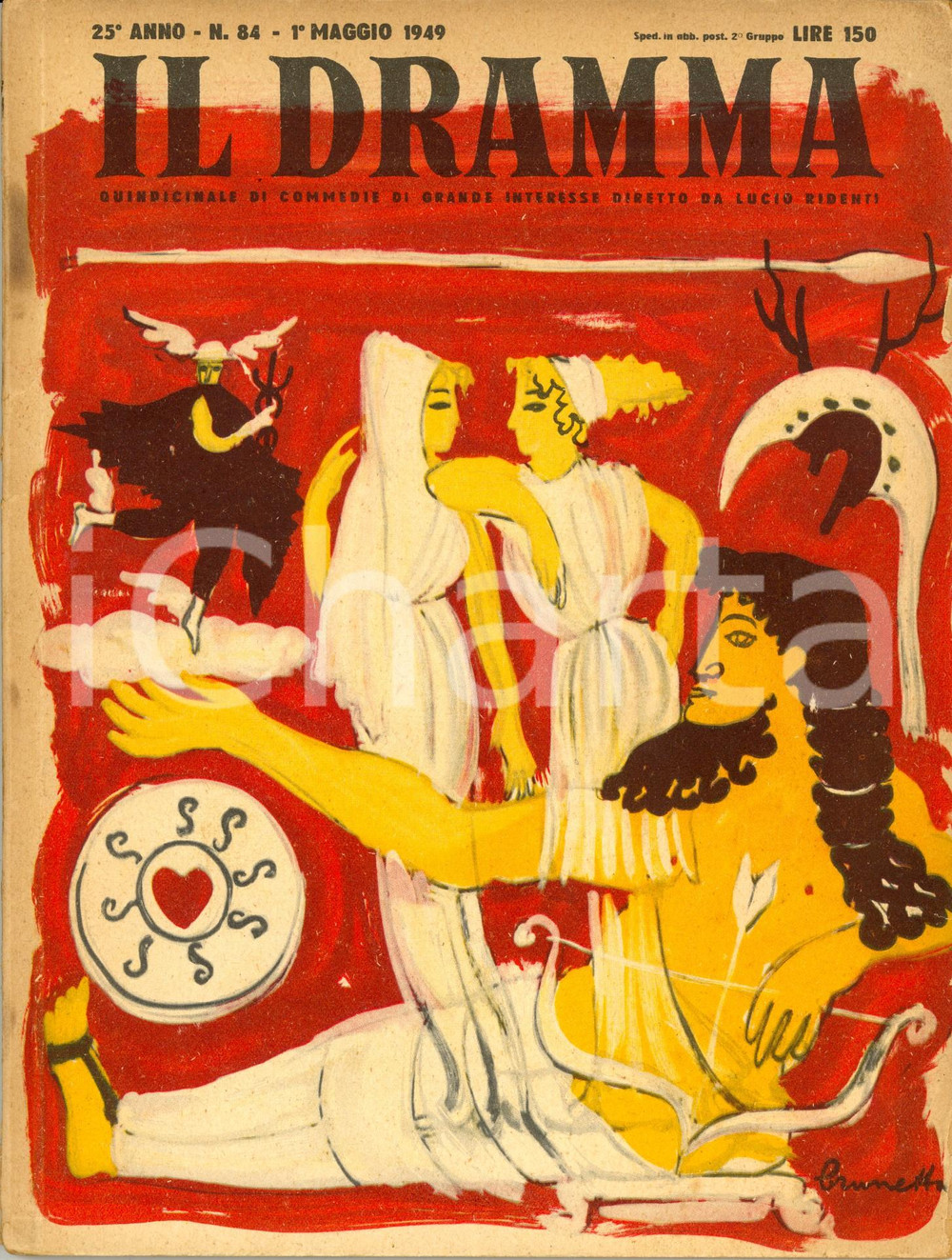 1949 IL DRAMMA Jean GIRAUDOUX Anfitrione 38 *Rivista Anno XXV nÂ°84 Ill. BRUNETTA DATA: 1&deg; maggio 1949LUOGO: TORINOTITOLO: IL DRAMMA - QUINDICINALE DI COMMEDIE DI GRANDE INTERESSE DIRETTO DA LUCIO RIDENTI Anno XXV n. 84  DESCRIZIONE: Rivista teatrale d'epoca. All'interno, il copione di "Anfitrione 38" di Jean Giraudoux.Copertina di Brunetta (Bruna Moretti).  EDITORE: S.E.T. - Torino  PAGINE: 60  FORMATO: cm 18 x 24  CONDIZIONI: mediocri (lievi strappi al dorso con parziale distacco della copertina; bruniture alle pagine).  Rivista d'epoca, originale, autentica.     originale e autentica 1