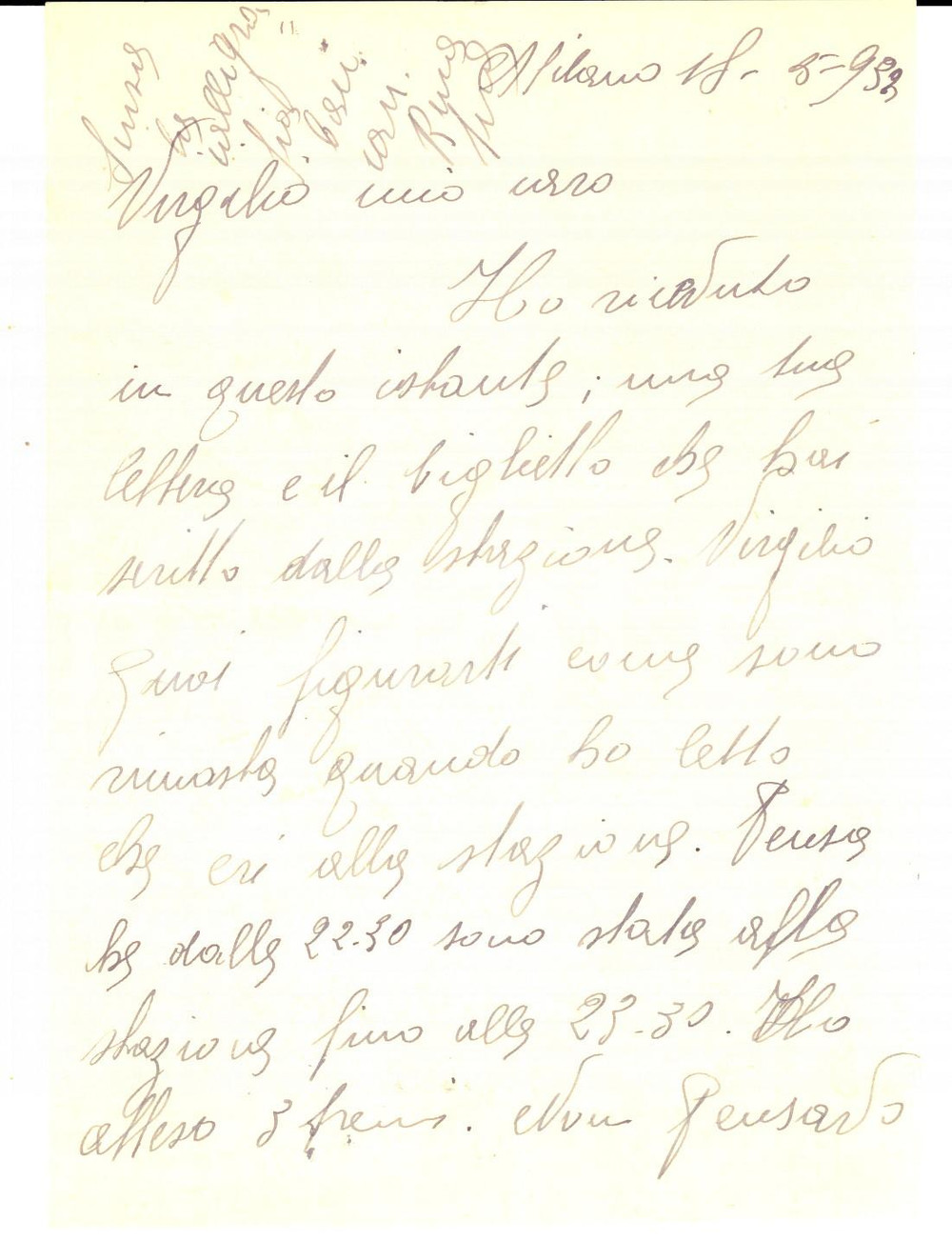 Manoscritto, lettera originale 1932 MILANO Attesa inutile di un marito accompagnato dai carabinieri Lettera 1