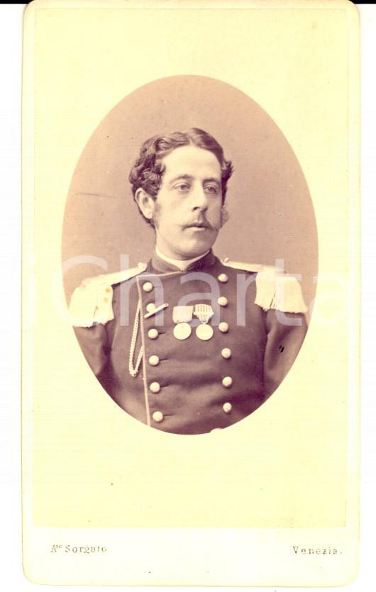 Fotografia d epoca originale 1870 ca VENEZIA Ritratto ufficiale del REGIO ESERCITO con medaglie Foto SORGATO 1