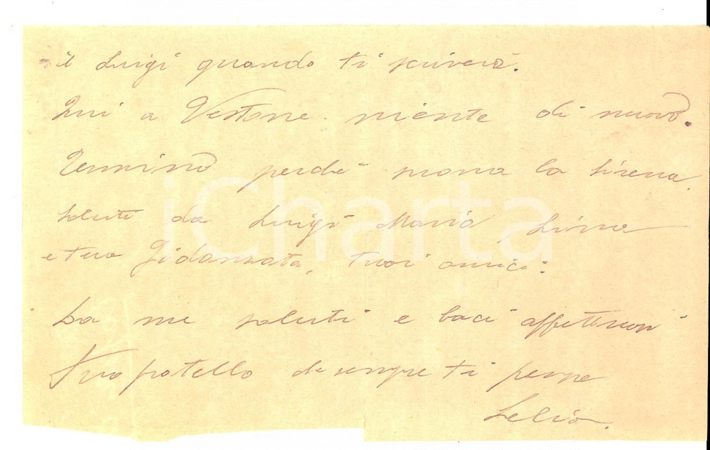 Manoscritto, lettera originale 1926 VESTONE BS Noi qui lavoriamo appena 8 giorni per quindicina Lettera 1