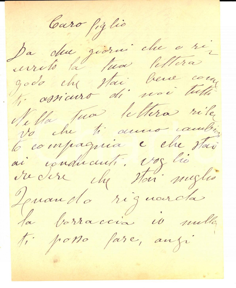 Manoscritto, lettera originale 1920 ca AREA NAPOLETANA Se stavi zitto, non andavi in prigione Giuseppe TITOLO 1