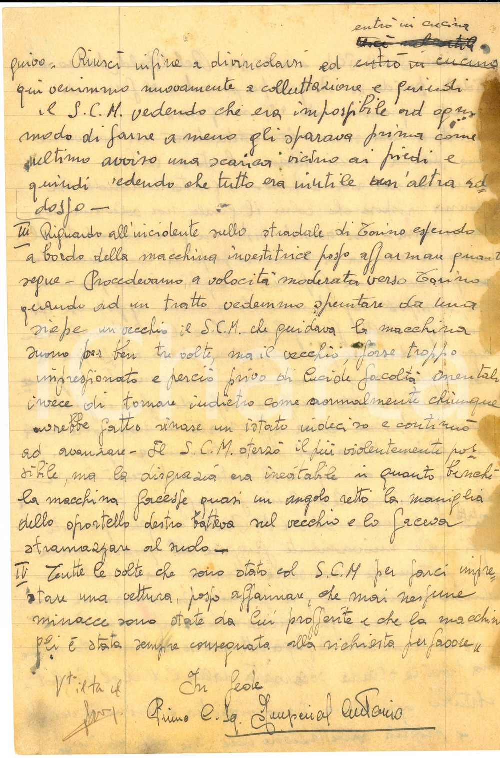 1943 WW2 FRASSINERE (TO) Antonio IMPERIALE su un sequestro viveri per il rancio