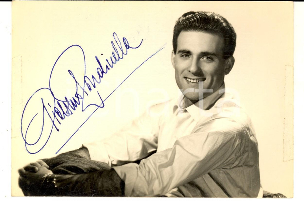 Autografo originale 1970 ca Cantante Giacomo RONDINELLA Foto seriale con AUTOGRAFO 1