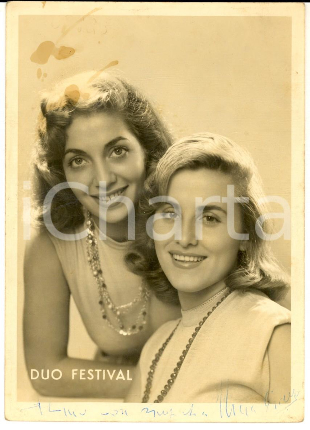 Autografo originale 1950 ca Cantanti del DUO FESTIVAL Foto seriale con AUTOGRAFO DANNEGGIATA 1