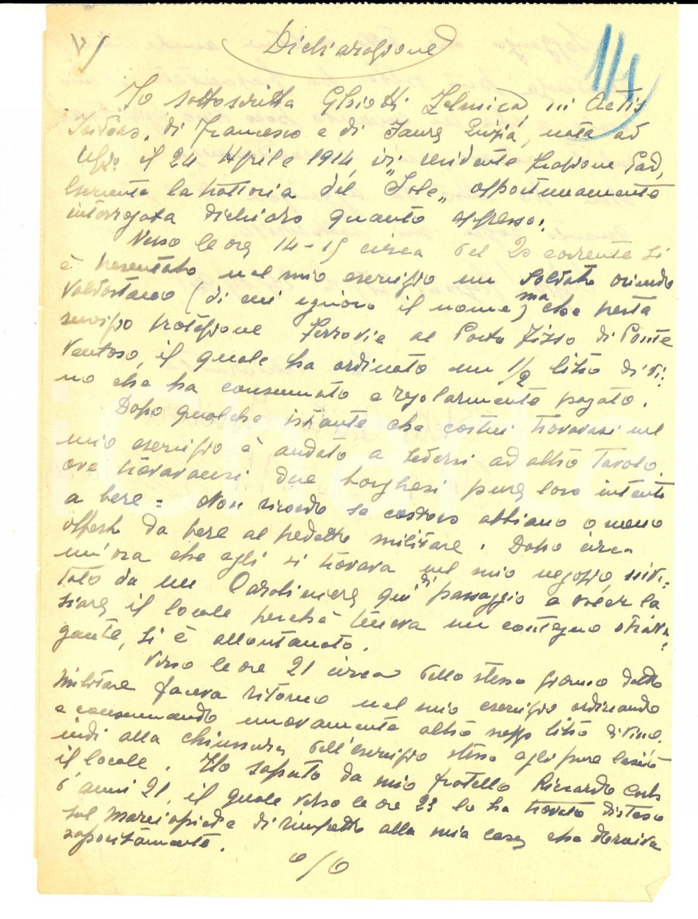 Manoscritto, lettera originale 1941 WW2  ULZIO TO Ostessa Zelmira GHIOTTI sulle escandescenze di un soldato 1