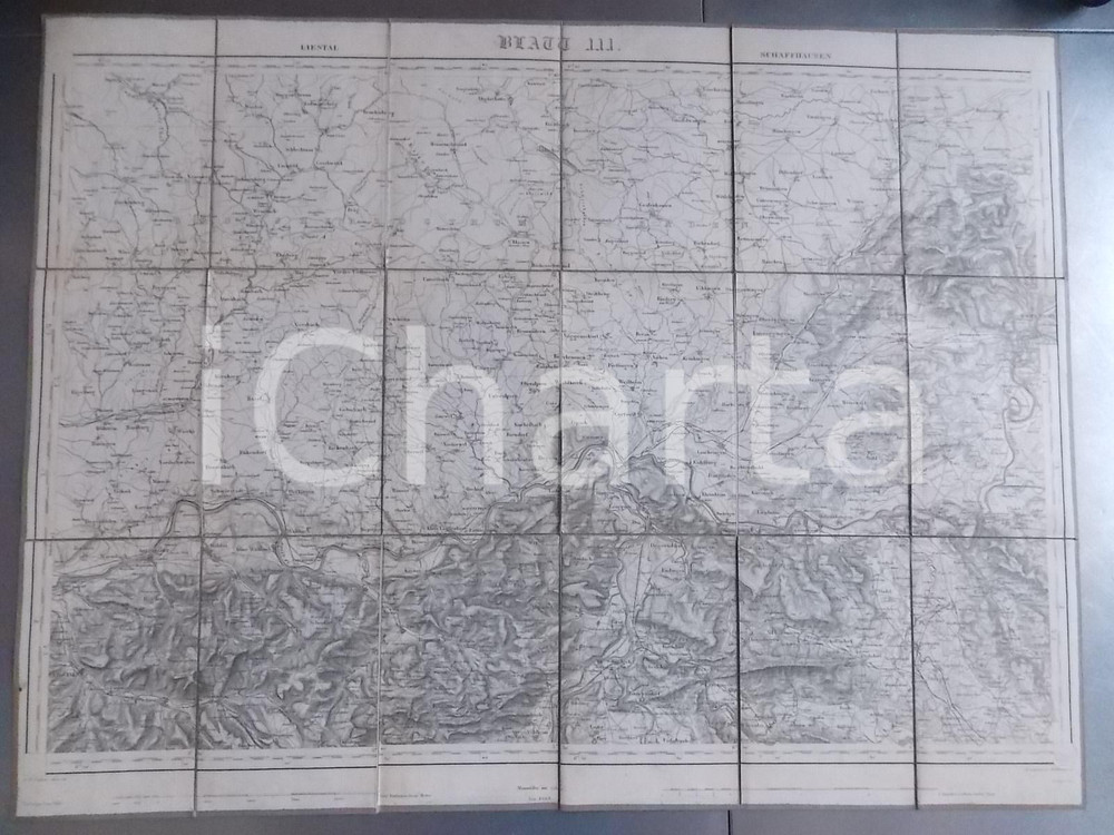 Mappa, planimetria storica 1866 DUFOUR Carte SUISSE LIESTAL  SCHAFFHAUSEN  Mappa 75x55 cm 1