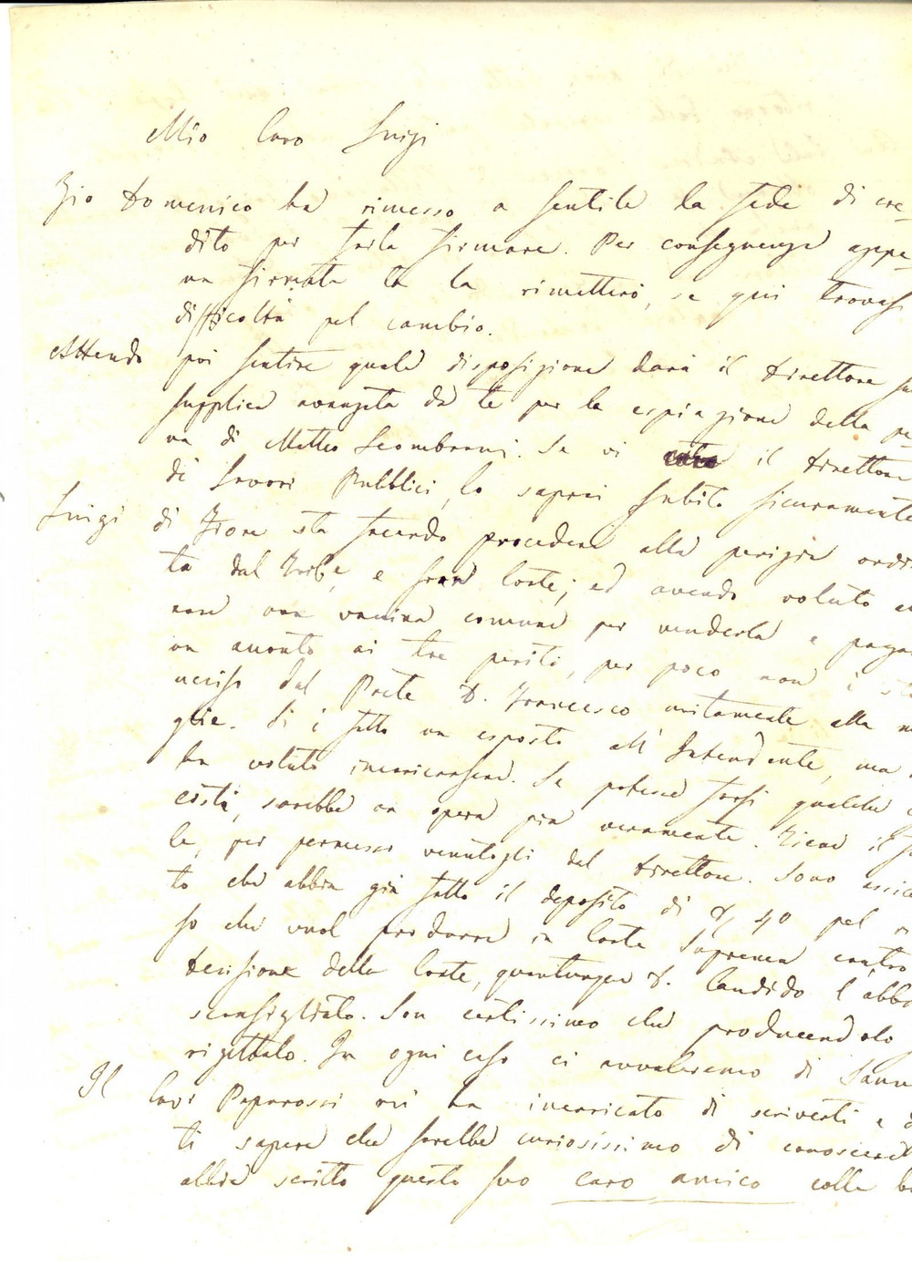 Documento originale, autentico 1858 L AQUILA Lettera a Luigi DE PASCALE per vendita di beni di famiglia 1