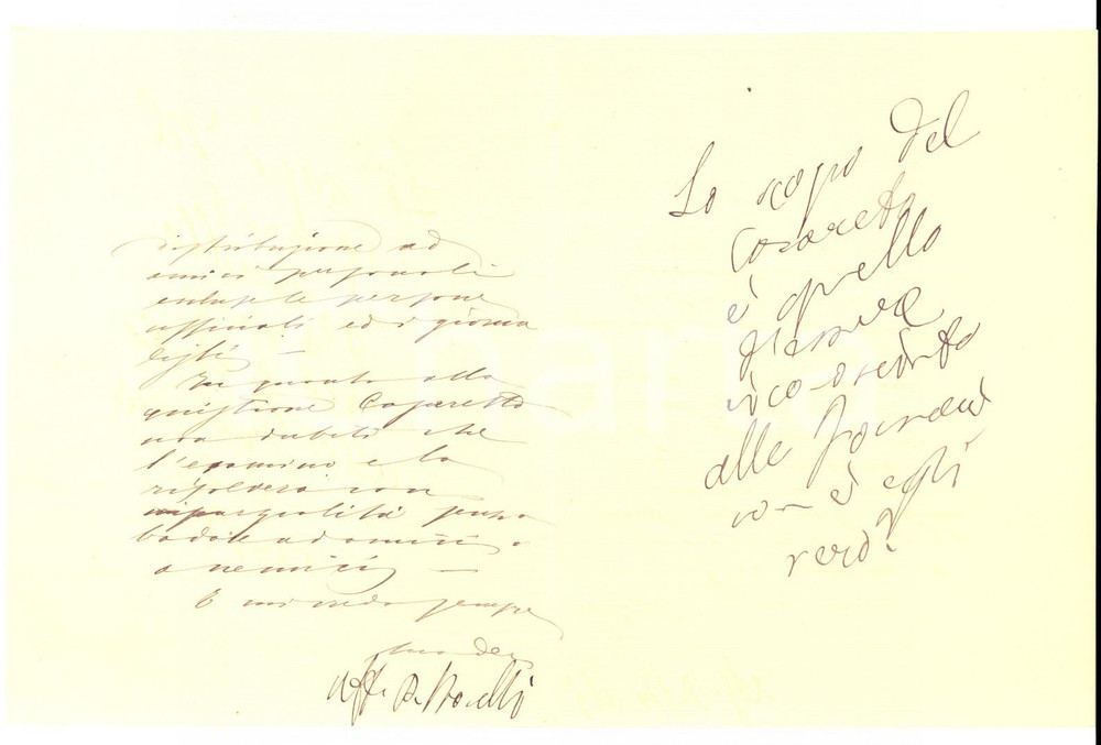 Autografo originale 1888 ROMA Ministro Istruzione Paolo BOSELLI su discorsi parlamentari AUTOGRAFO 1