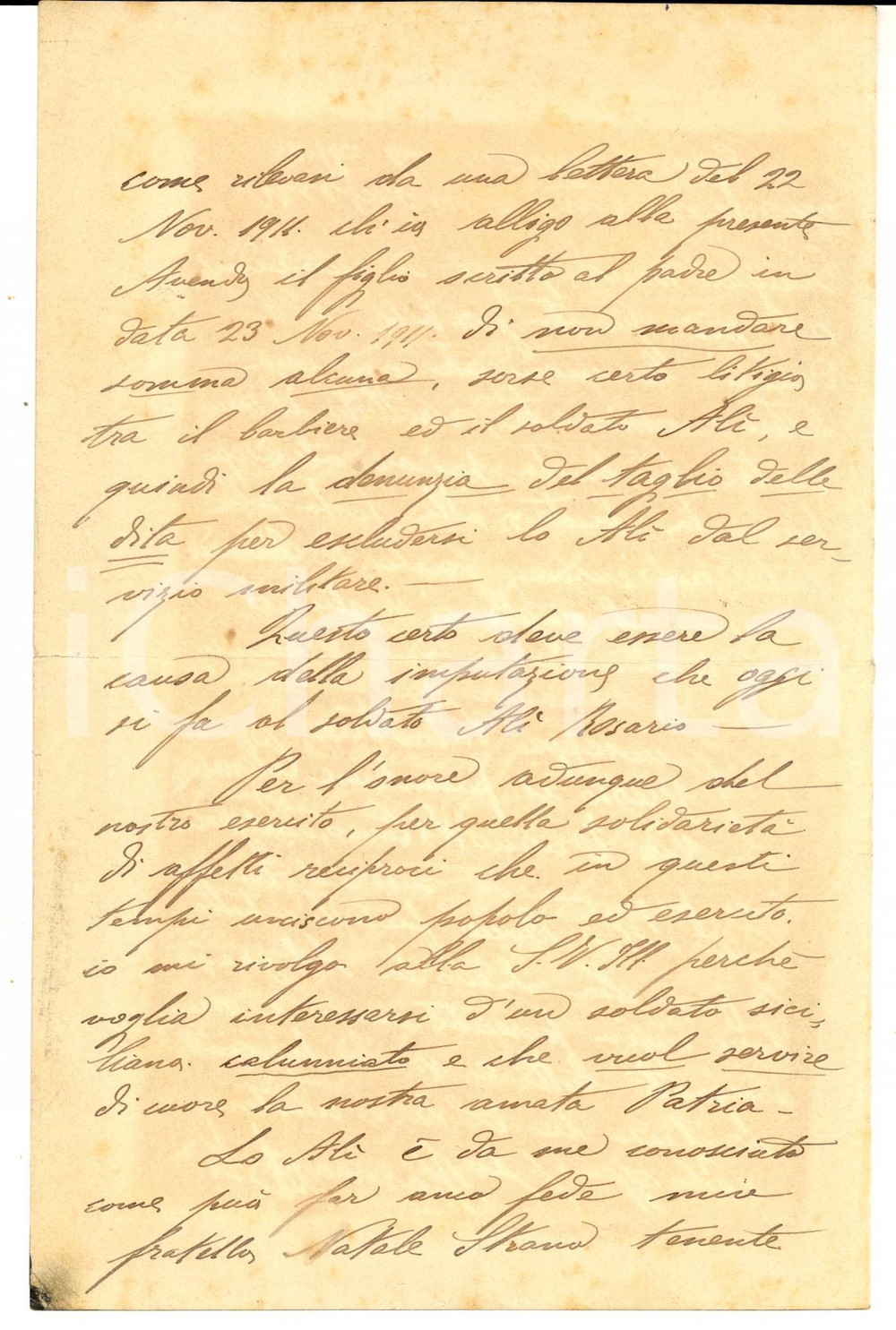 Manoscritto, lettera originale 1912 SAVIGLIANO Barbiere Giuseppe VALASTRO tenta estorsione contro un militare 1
