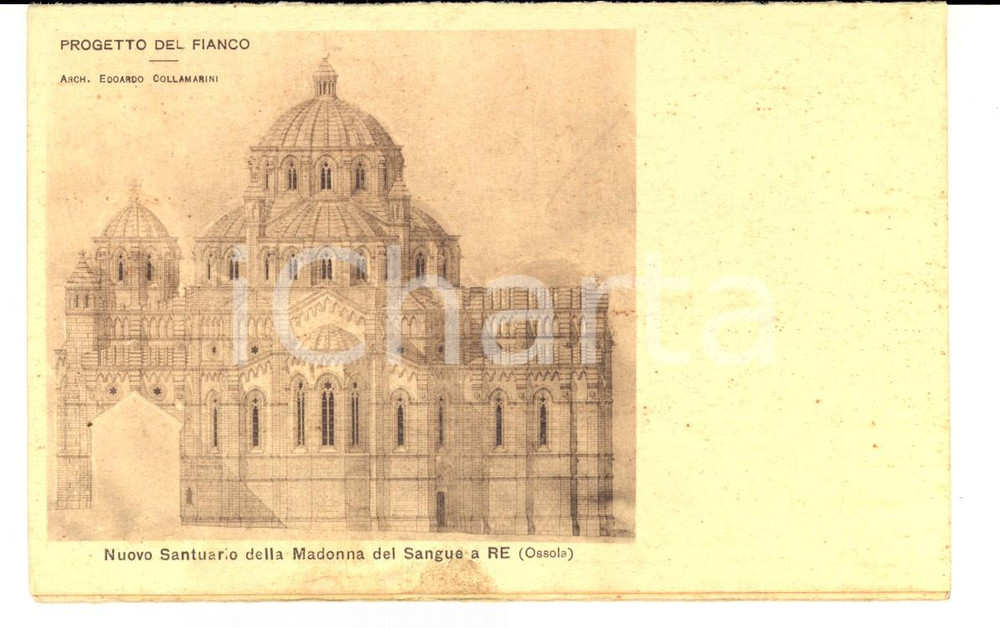 Cartolina originale da collezione 1930 ca RE VB Fianco del nuovo santuario MADONNA DEL SANGUE Cartolina FP NV 1