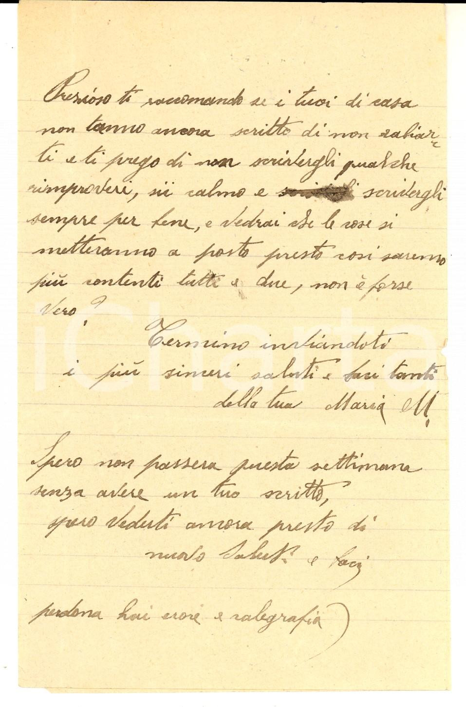 Manoscritto, lettera originale 1928 CARLAZZO CO Sei offeso perchè dicono che faccio l amore con un biondo 1