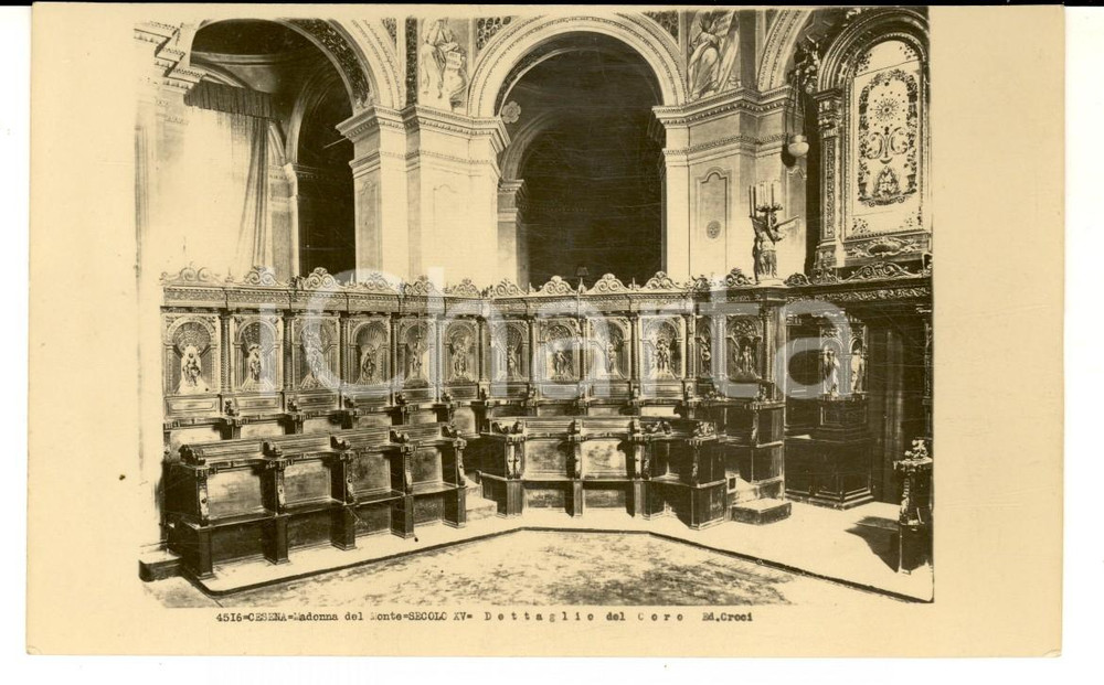 Cartolina originale da collezione 1940 ca CESENA Chiesa MADONNA DEL MONTE  Dettaglio del coro Cartolina FP NV 1