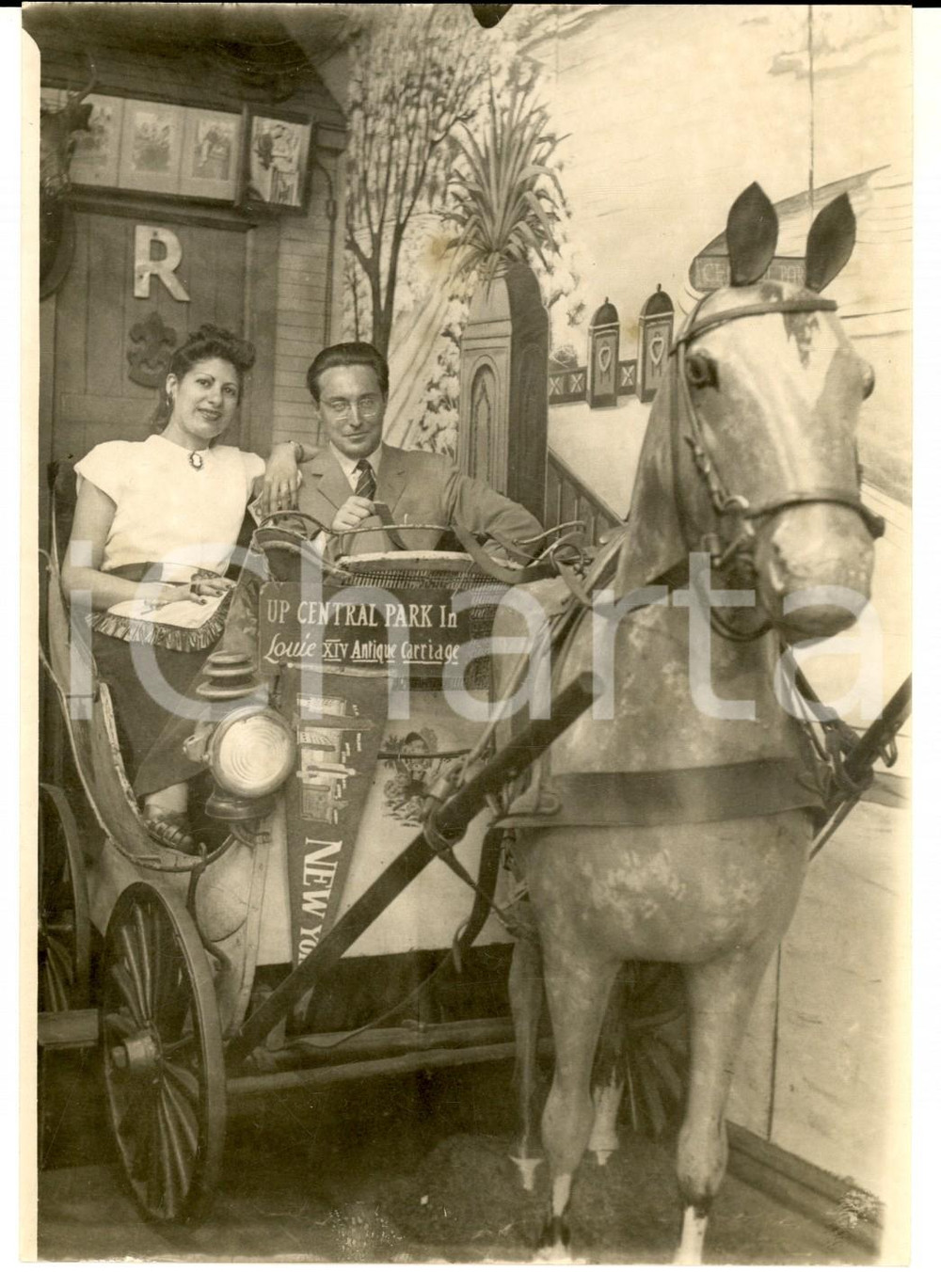 Fotografia d epoca originale 1950 ca NEW YORK Turisti su carrozza storica per il CENTRAL PARK Foto 12x18 cm 1