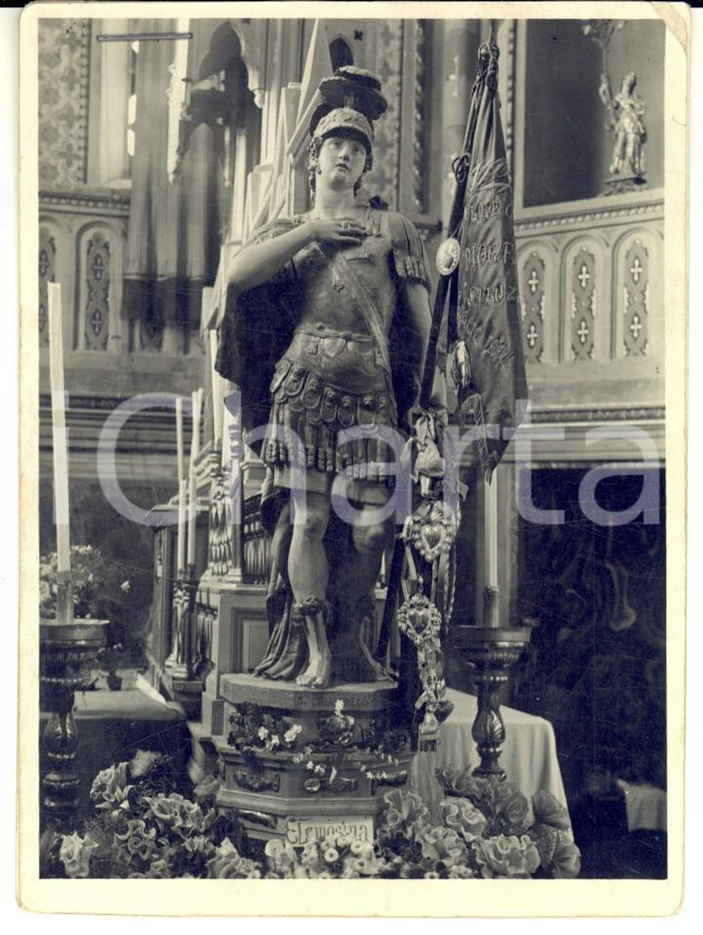 Fotografia d epoca originale 1950 ca CRISSOLO CN Lotto due foto statua di SAN CHIAFFREDO 10x12 cm 1