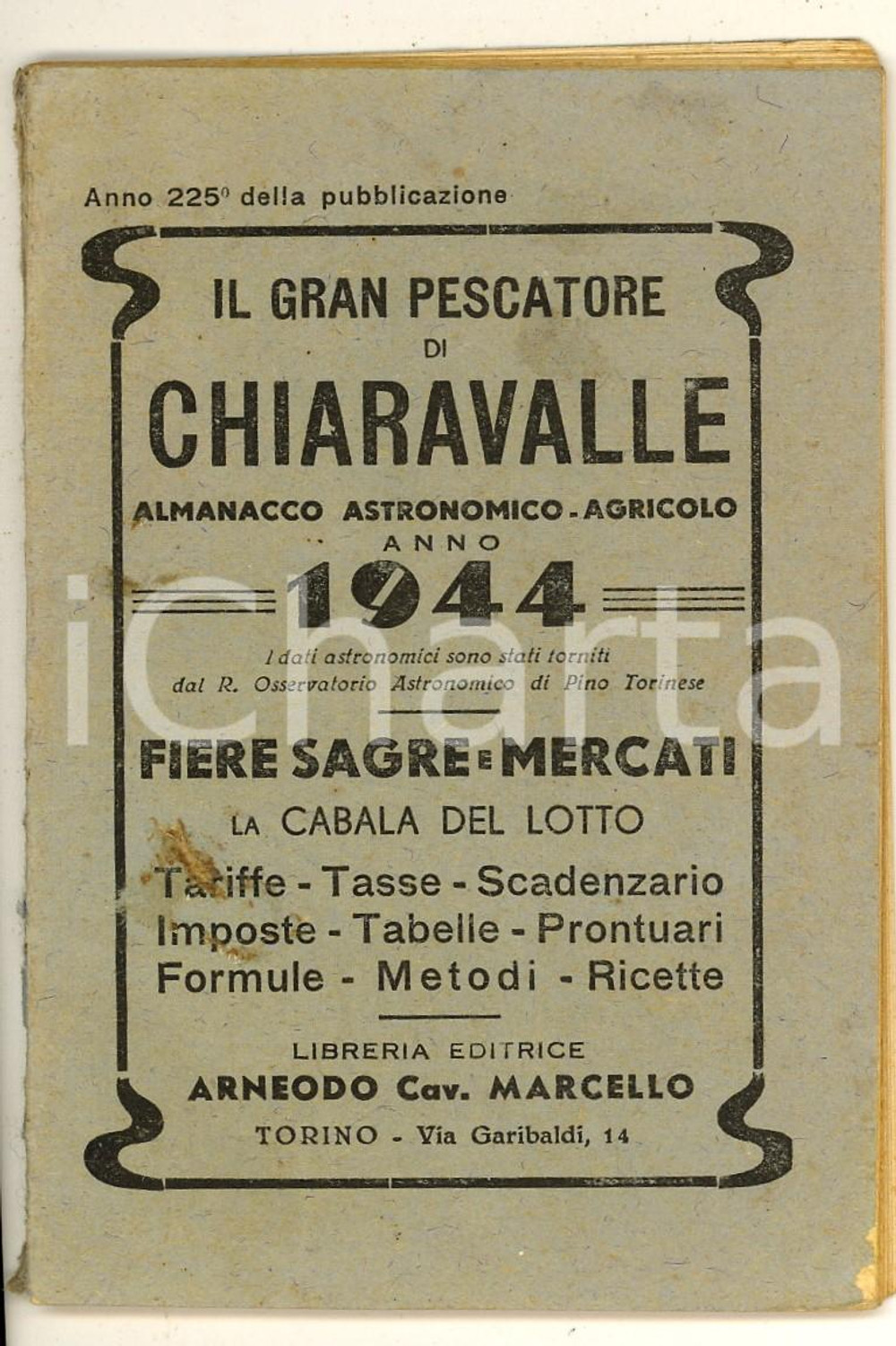 Oggetto da collezione cartaceo 1944 GRAN PESCATORE DI CHIARAVALLE Almanacco Universale Cabala per giuoco lotto 1