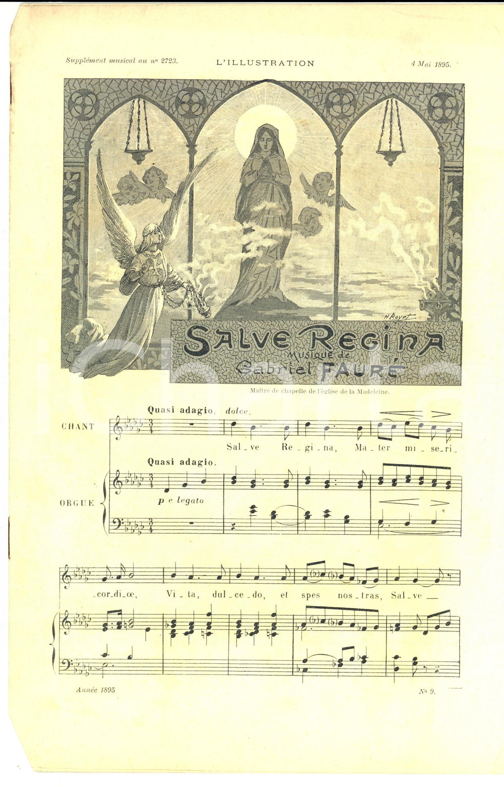 Oggetto da collezione cartaceo 1895 SALVE REGINA di Gabriel FAURE  Spartito L ILLUSTRATION nÂ° 2723 1