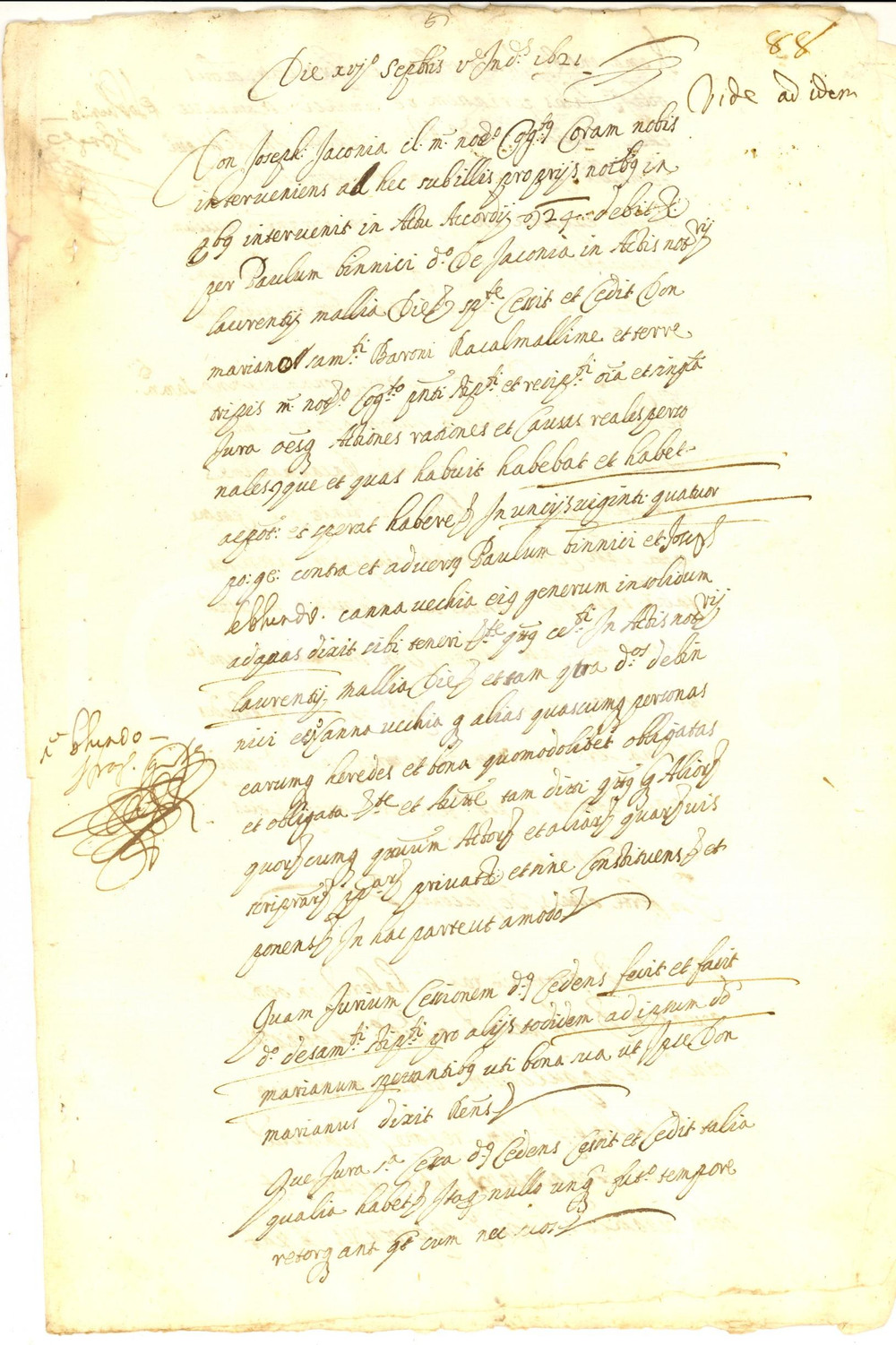 Documento originale, autentico 1621 PALERMO Cessione di ragioni pro Mariano SAMMANIATI barone di RACALMALLINA 1