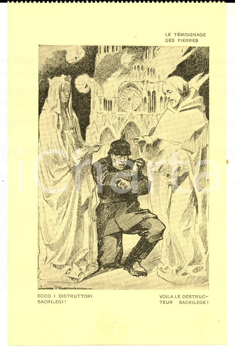 Cartolina originale da collezione 1917 WW1 SATIRA DI GUERRA Ecco i distruttori sacrilegi! Cartolina FP NV 1