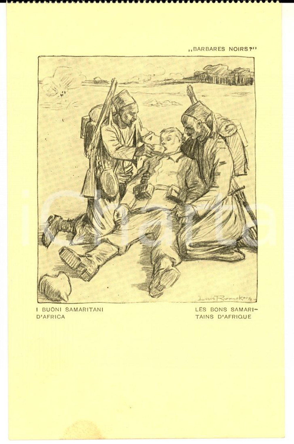 Cartolina originale da collezione 1917 WW1 SATIRA DI GUERRA I buoni samaritani d Africa Cartolina FP NV 1