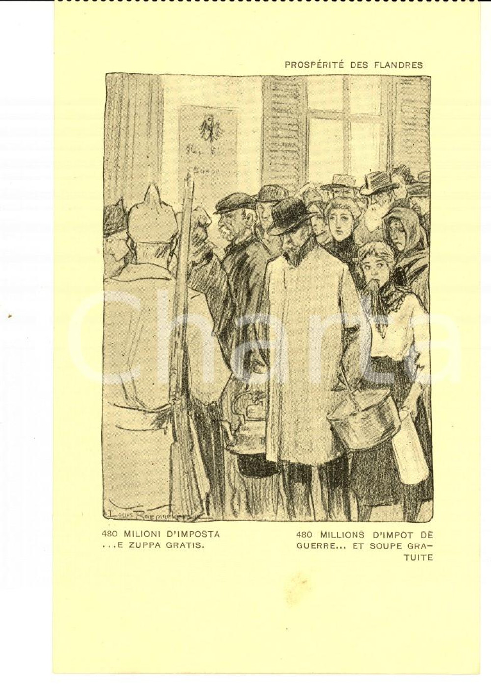 Cartolina originale da collezione 1917 WW1 SATIRA DI GUERRA  480 milioni d imposta e zuppa gratis Cartolina FP NV 1