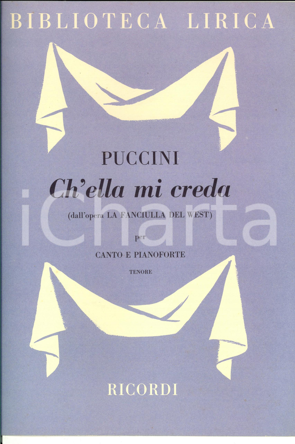Oggetto da collezione cartaceo 1944 Giacomo PUCCINI La fanciulla del West  Ch ella mi creda Ed. RICORDI 1