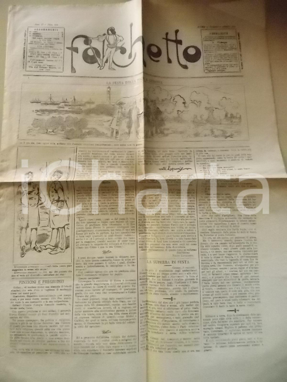 Giornale, rivista storica 1892 ROMA FOLCHETTO La festa della pace a GENOVA Giornale anno II nÂ° 254 1