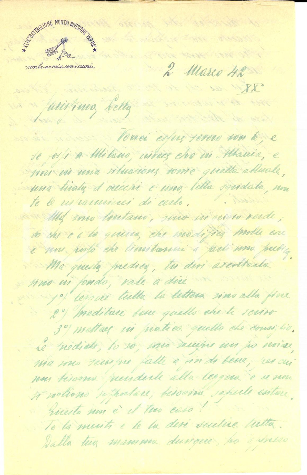 Documento originale, autentico 1942 ALBANIA WW2 DIVISIONE PARMA Lettera conte Edmondo ZANCHI alla figlia 1