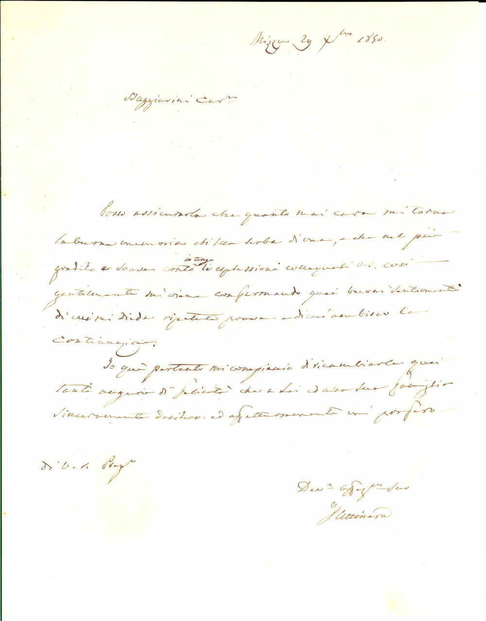 Manoscritto, lettera originale 1850 NIZZA FRANCIA Lettera di auguri natalizi marchese GATTINARA 1